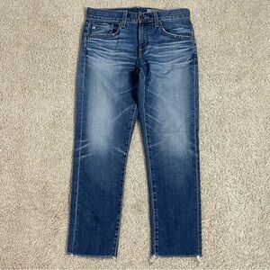 AG Womens ADRIANO GOLDSCHMEID Cropped EX BOYFRIEND Slouchy Slim DENIM Blue JEANS